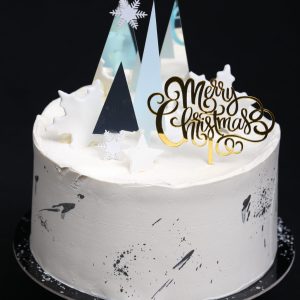 White and Silver Christmas Theme Cake